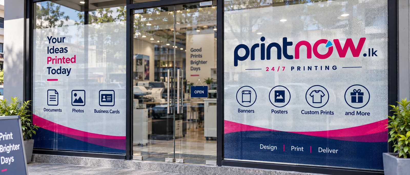 One-way vision perforated film printed on a storefront glass window